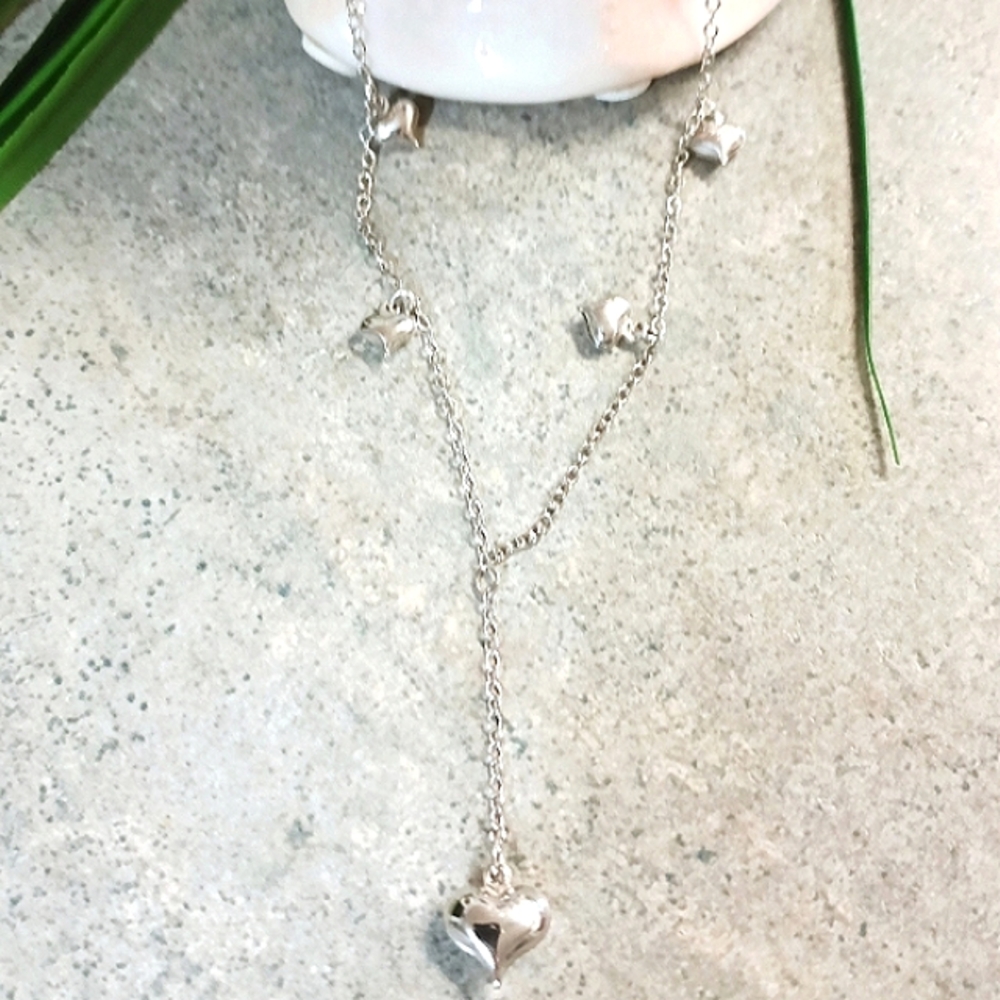 💕NWOT Sterling Silver 925 Heart Charm "Y" Necklace (18.5")💕